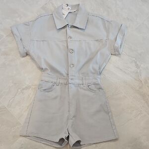 Zara Womens Light Gray Button-Up One Piece
